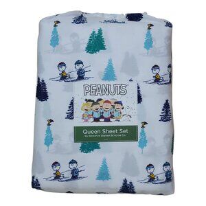 Peanuts Queen Sheet Set By Berkshire Holiday Trees Christmas Polyester